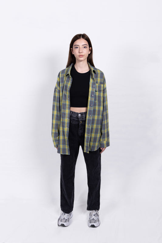 Plaid Pattern Oversized Shirt